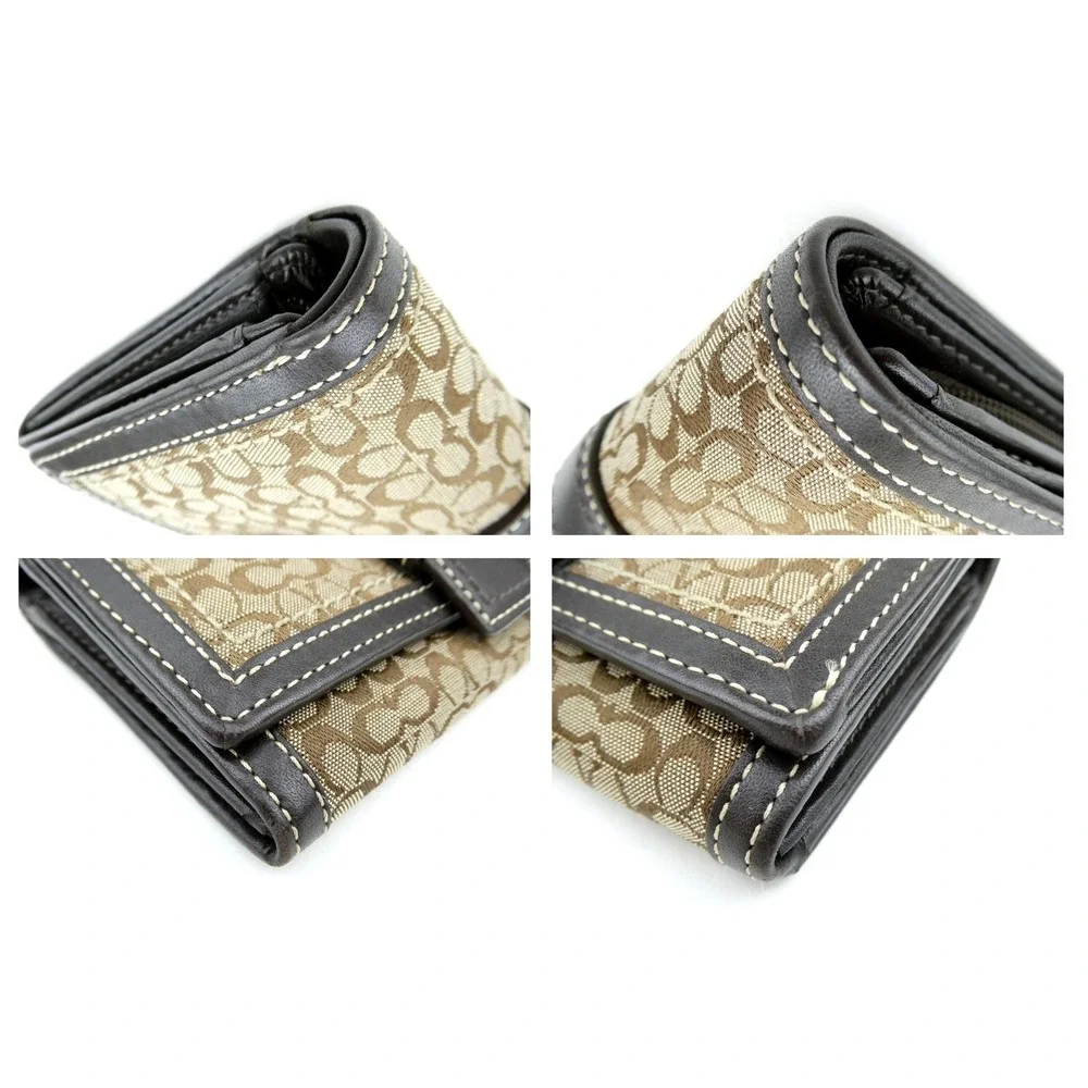 Coach Soho Signature Khaki Brown Mini C Small Trifold Wallet